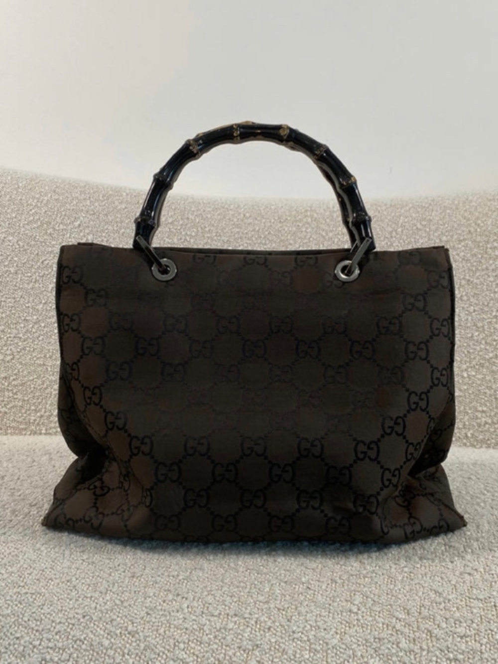 Authentic Pre-Owned Gucci GG Monogram Bamboo Handle Tote Brown - Picture 2 of 15